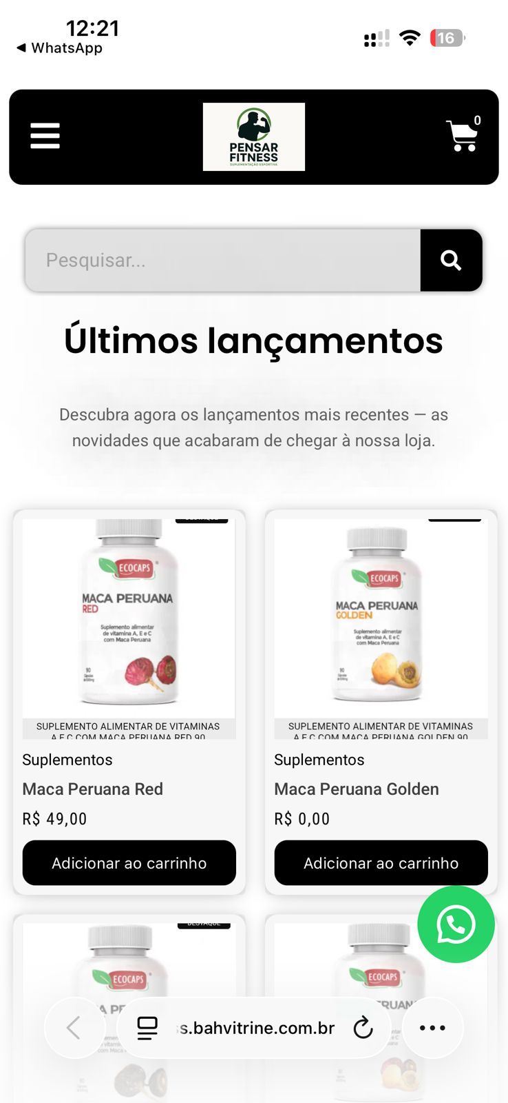 Vitrine Pensar Fitness